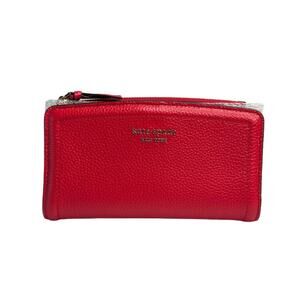 Kate Spade Slim Pebble Leather Zip Wallet in Ligonberry ( Red )